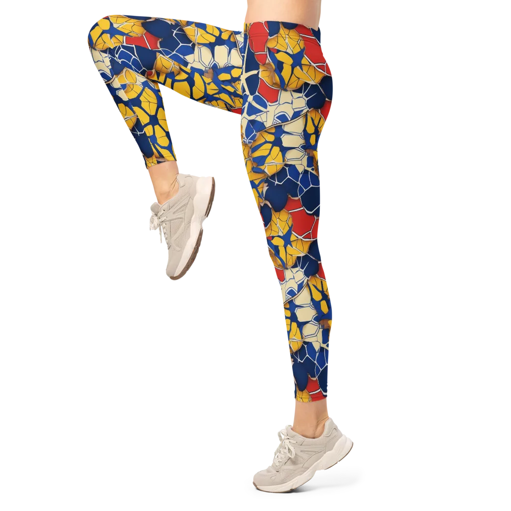 Cobalt Cellwork on Leggings — Left