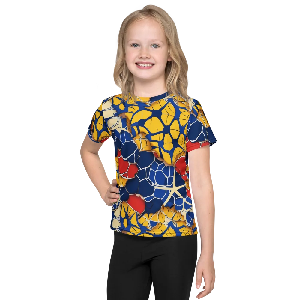 Cobalt Cellwork on Kids Crew Neck T-Shirt — Front