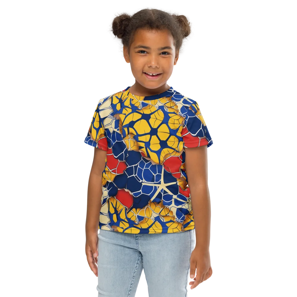 Cobalt Cellwork on Kids Crew Neck T-Shirt — Front