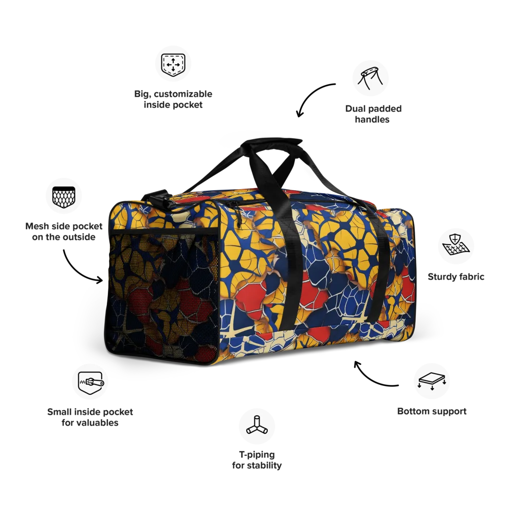 Cobalt Cellwork on Duffle Bag — Right Front