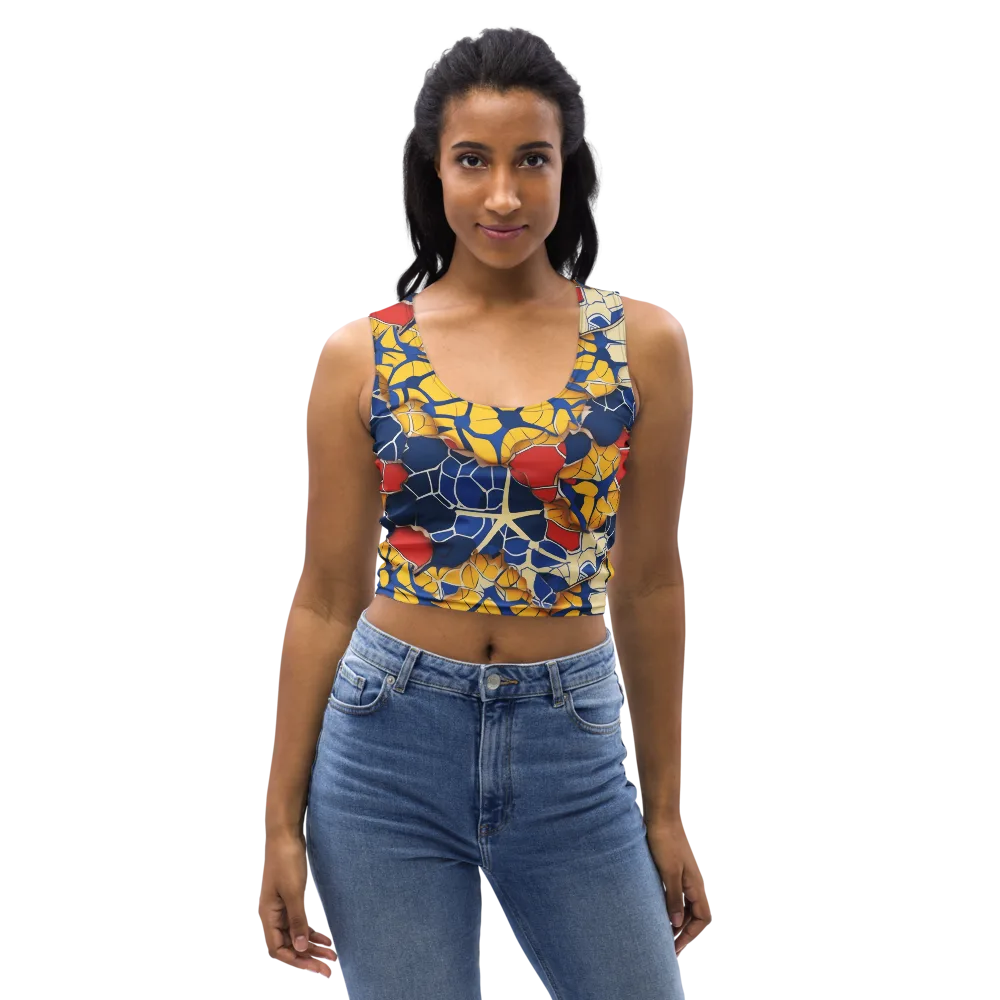 Cobalt Cellwork on Crop Top — Front