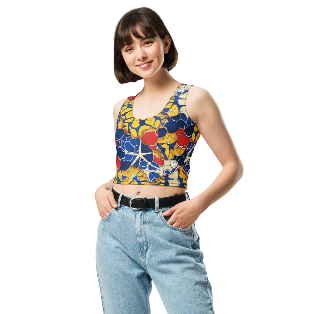 Cobalt Cellwork on Crop Top — Front