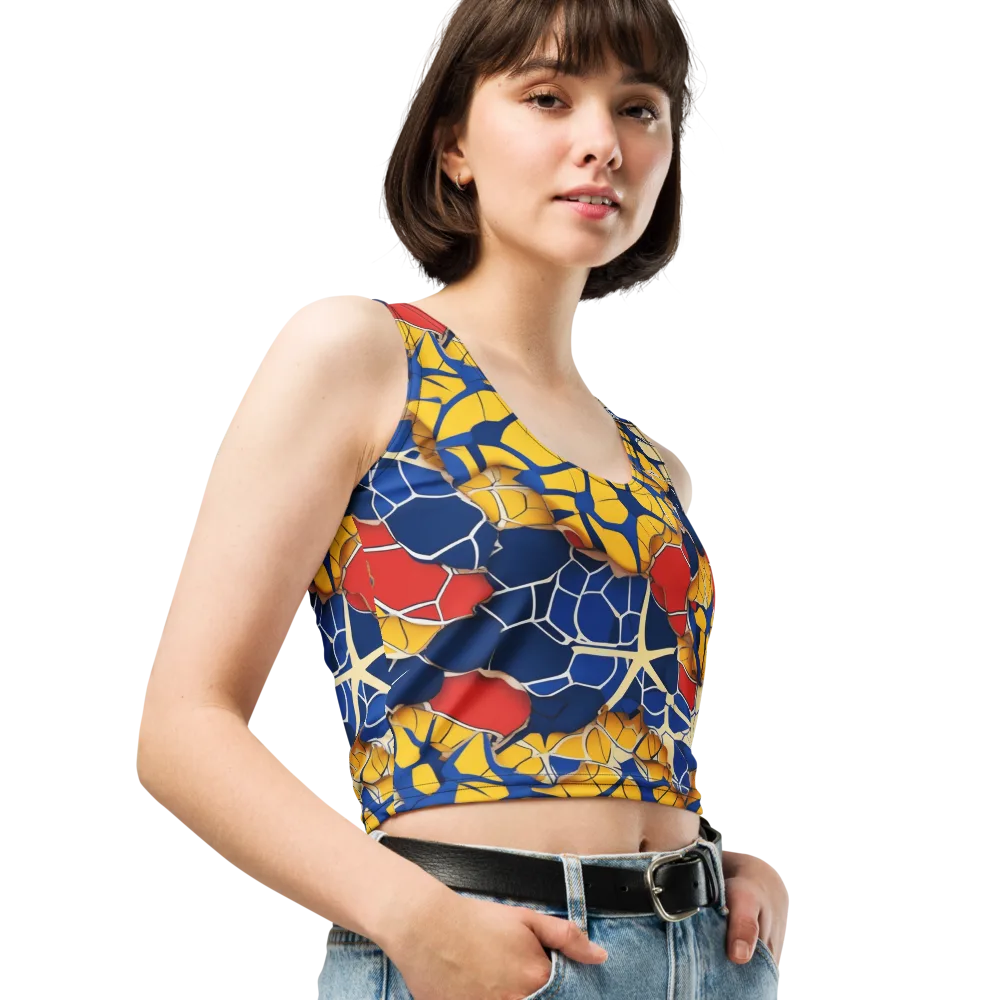 Cobalt Cellwork on Crop Top — Right Front