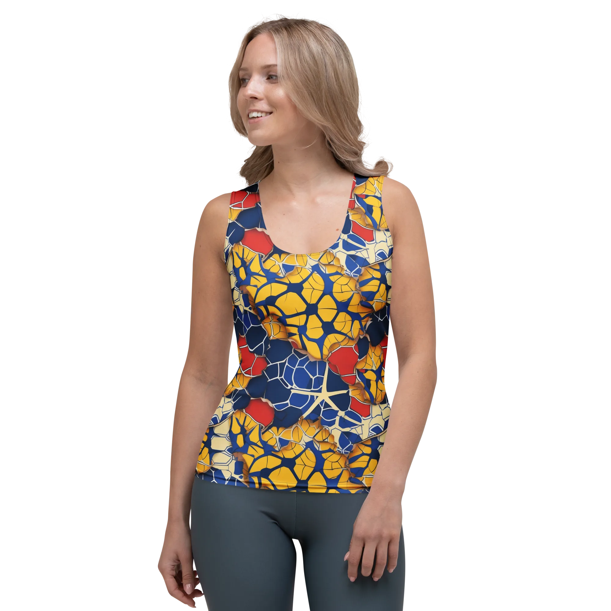 Cobalt Cellwork on Women's Tank Top — Front