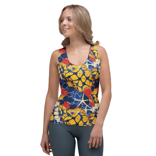 Cobalt Cellwork on a Women's Tank Top