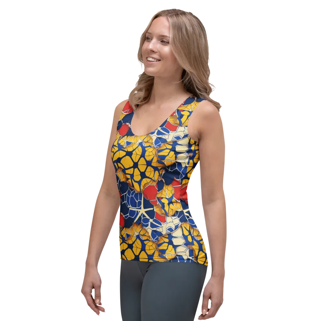 Cobalt Cellwork on Women's Tank Top — Left Front