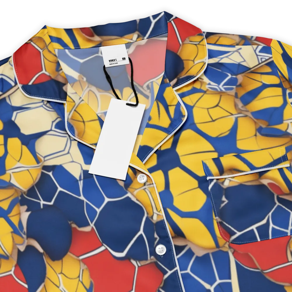 Cobalt Cellwork on Women's Short Sleeve Pajama Top — Product details