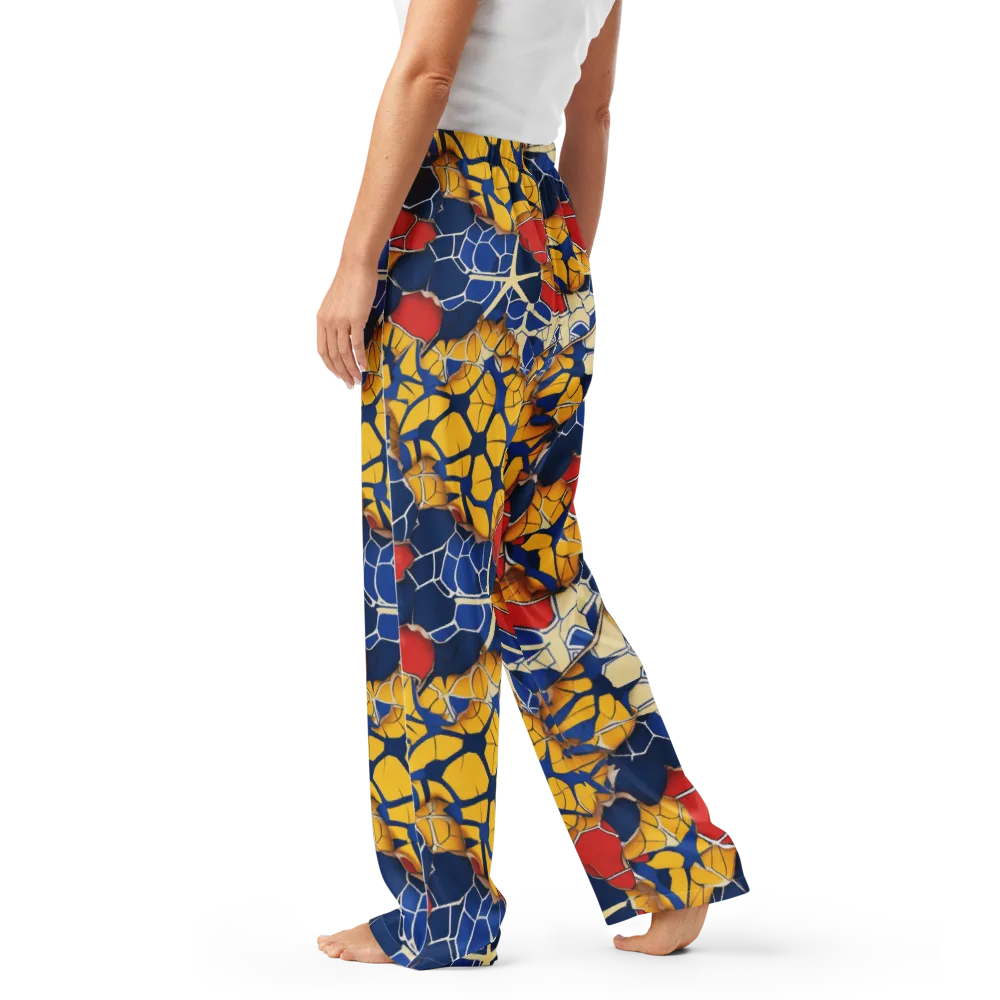 Cobalt Cellwork on Women's Pajama Pants — Left