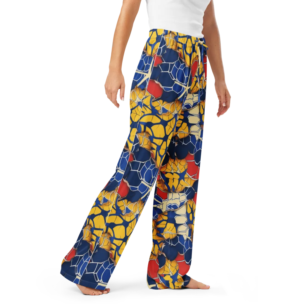 Cobalt Cellwork on Women's Pajama Pants — Right Front