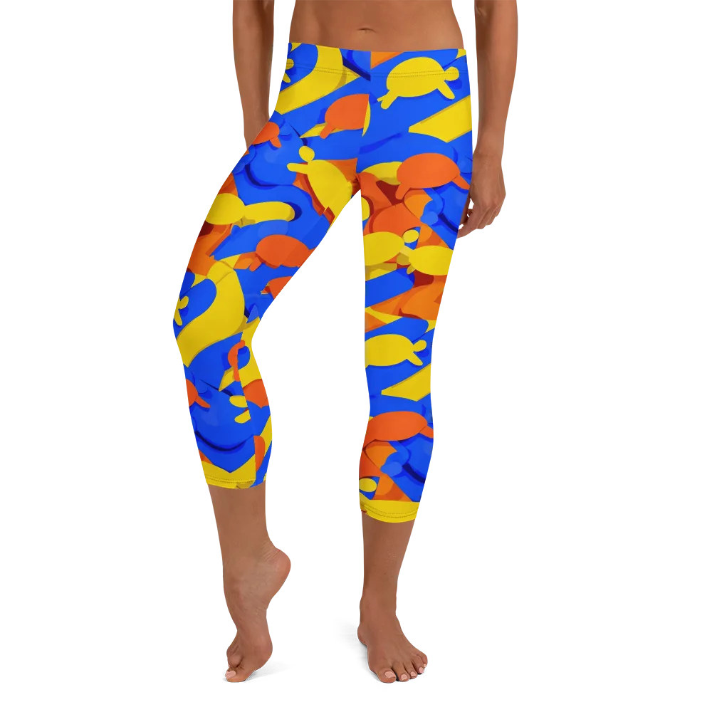 Electric Picnic on Capri Leggings — Front