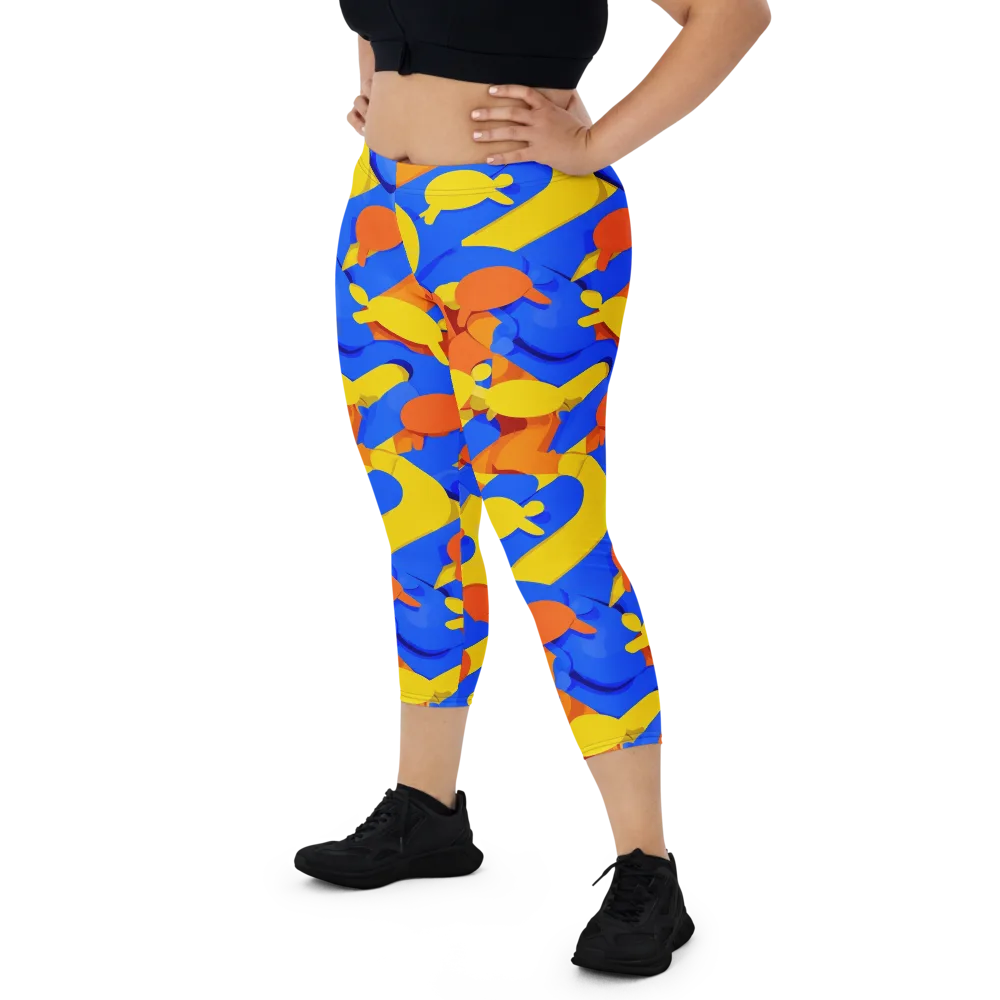 Electric Picnic on Capri Leggings — Front