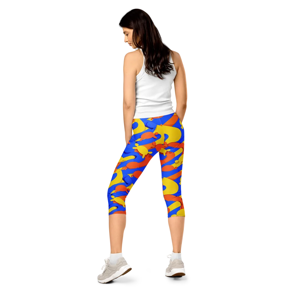Electric Picnic on Capri Leggings — Back