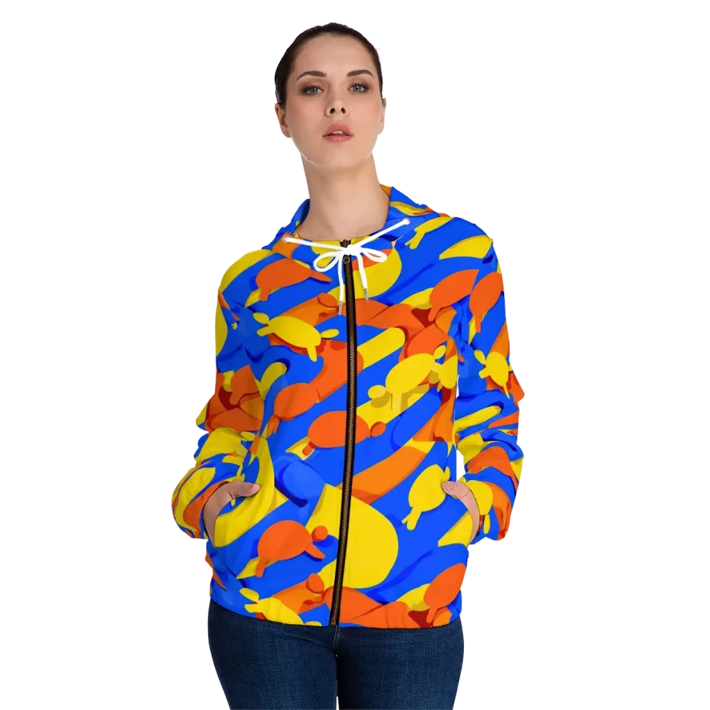 Electric Picnic on Women's Full-Zip Hoodie — Front On Person