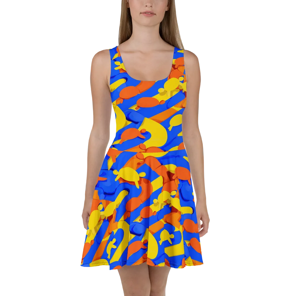 Electric Picnic on Skater Dress — Front