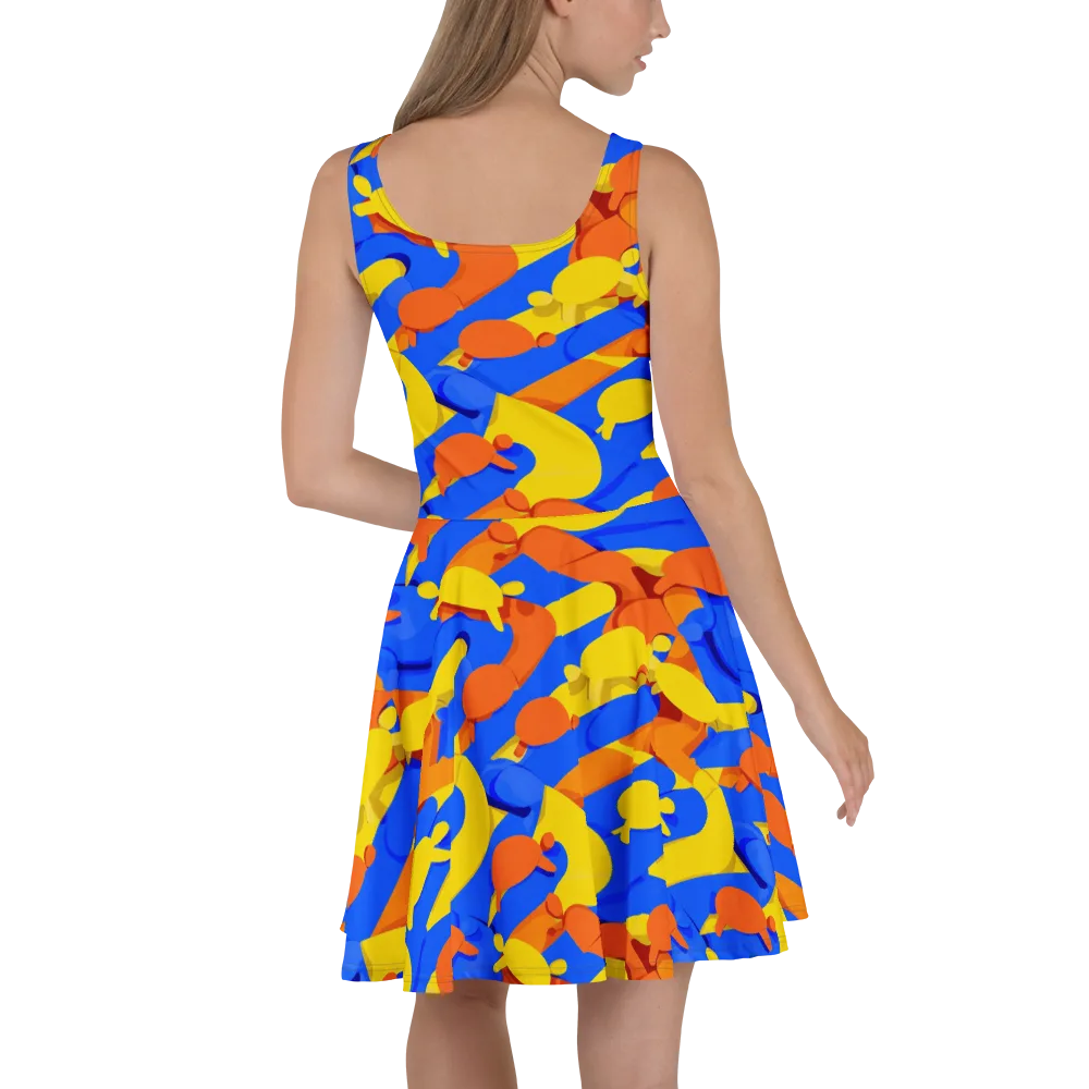 Electric Picnic on Skater Dress — Back
