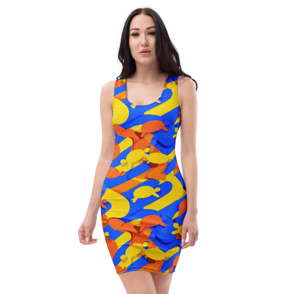 Electric Picnic on Bodycon Dress — Front