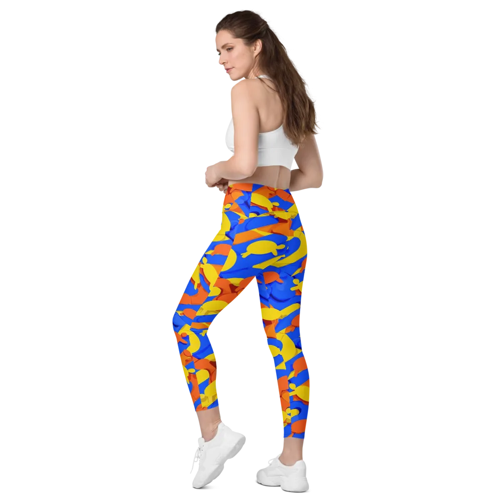 Electric Picnic on Leggings with Pockets — Left Back