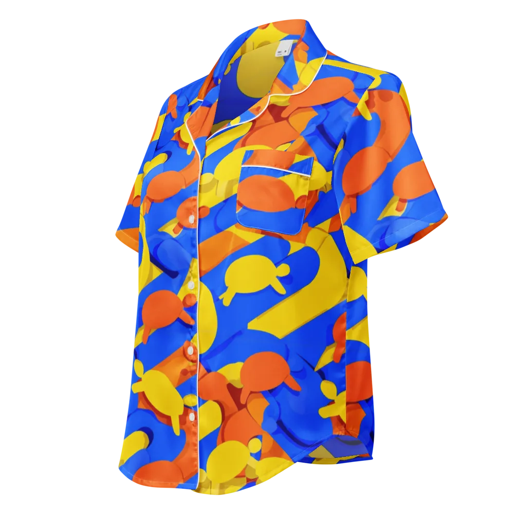 Electric Picnic on Women's Short Sleeve Pajama Top — Left Front