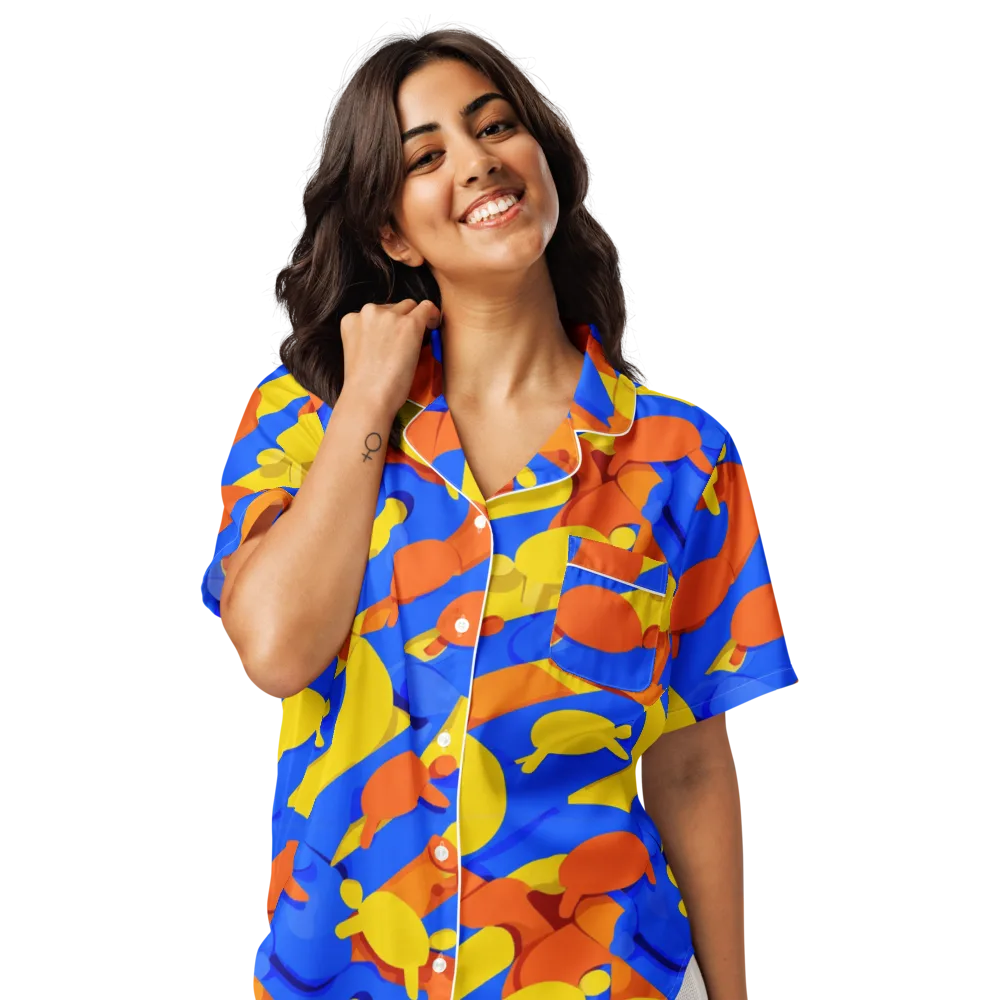 Electric Picnic on Women's Short Sleeve Pajama Top — Front