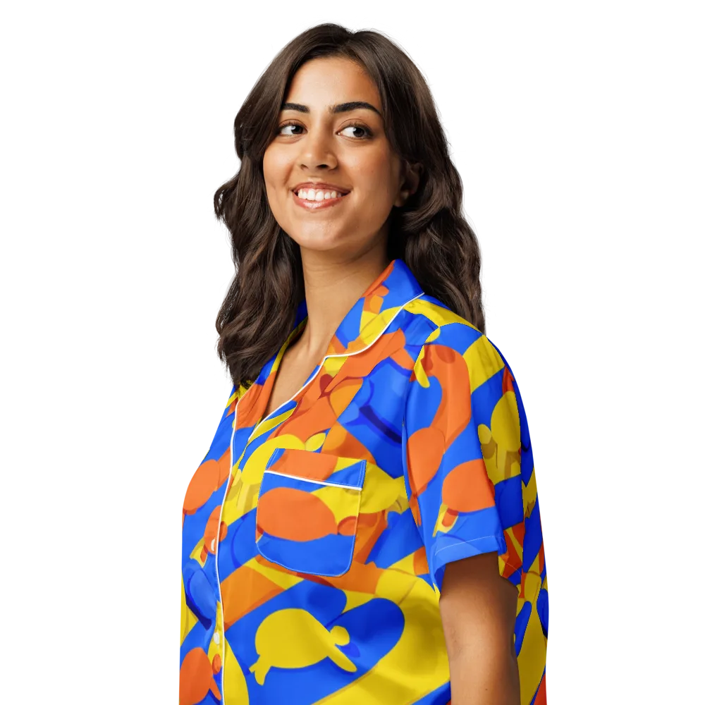 Electric Picnic on Women's Short Sleeve Pajama Top — Left Front