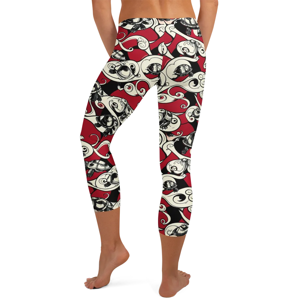 Crimson Tortoise on Capri Leggings — Back