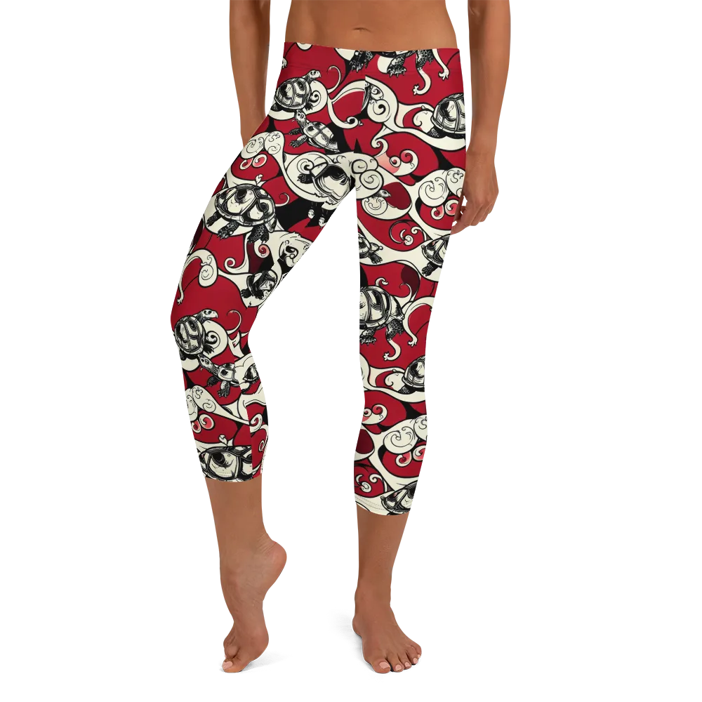 Crimson Tortoise on Capri Leggings — Front