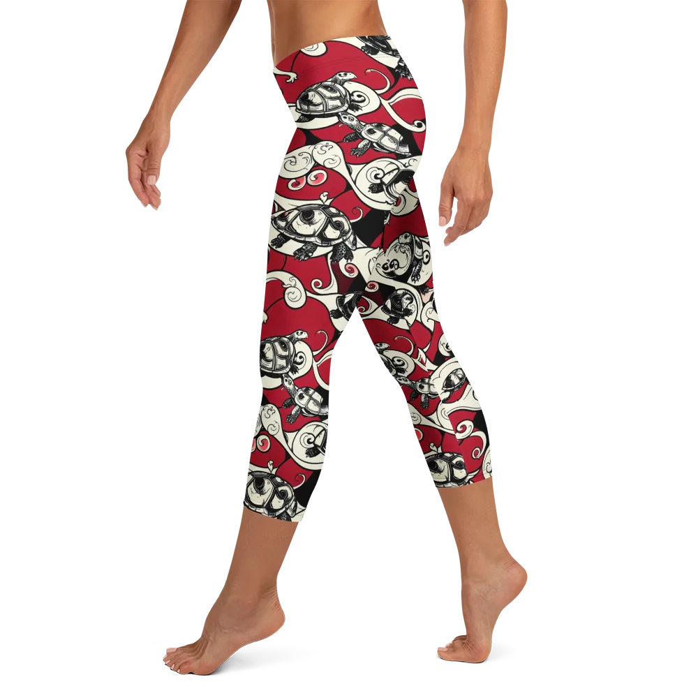 Crimson Tortoise on Capri Leggings — Left