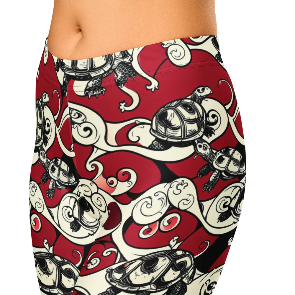 Crimson Tortoise on Capri Leggings — Zoomed-in