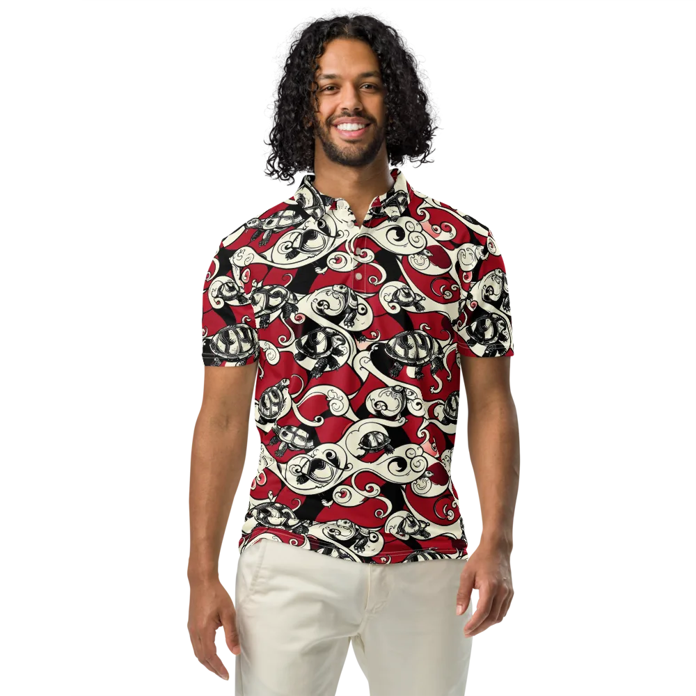 Crimson Tortoise on Men's Slim Fit Polo Shirt — Front
