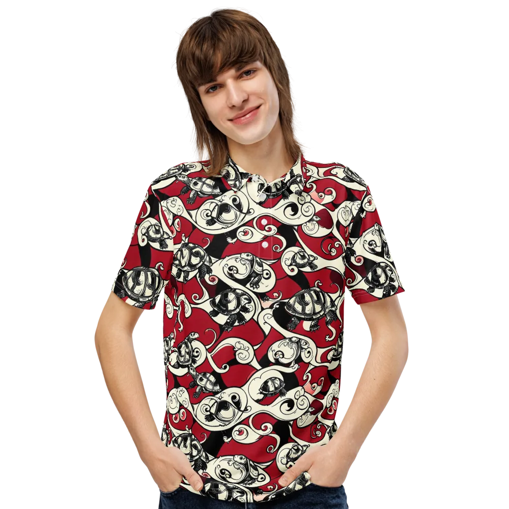 Crimson Tortoise on Men's Slim Fit Polo Shirt — Front