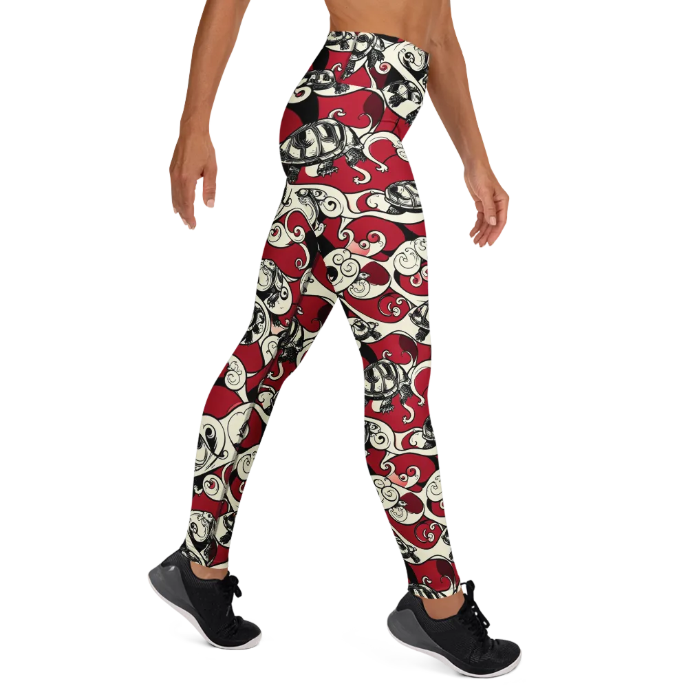Crimson Tortoise on Yoga Leggings — Right