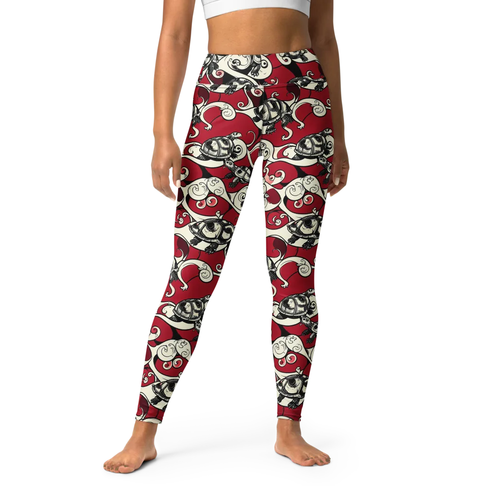 Crimson Tortoise on Yoga Leggings — Front