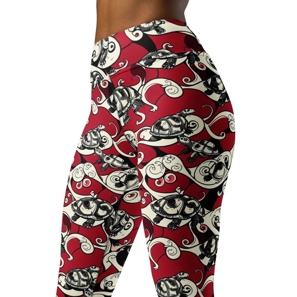 Crimson Tortoise on Yoga Leggings — Left Front