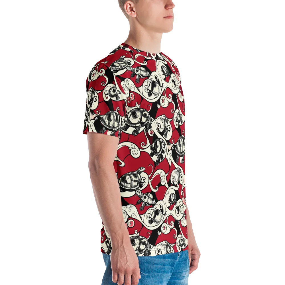 Crimson Tortoise on Men's Crew Neck T-Shirt — Right