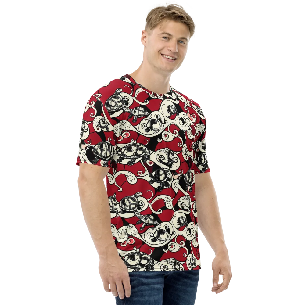 Crimson Tortoise on Men's Crew Neck T-Shirt — Right