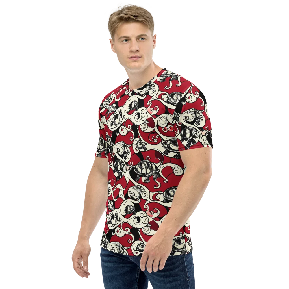 Crimson Tortoise on Men's Crew Neck T-Shirt — Left