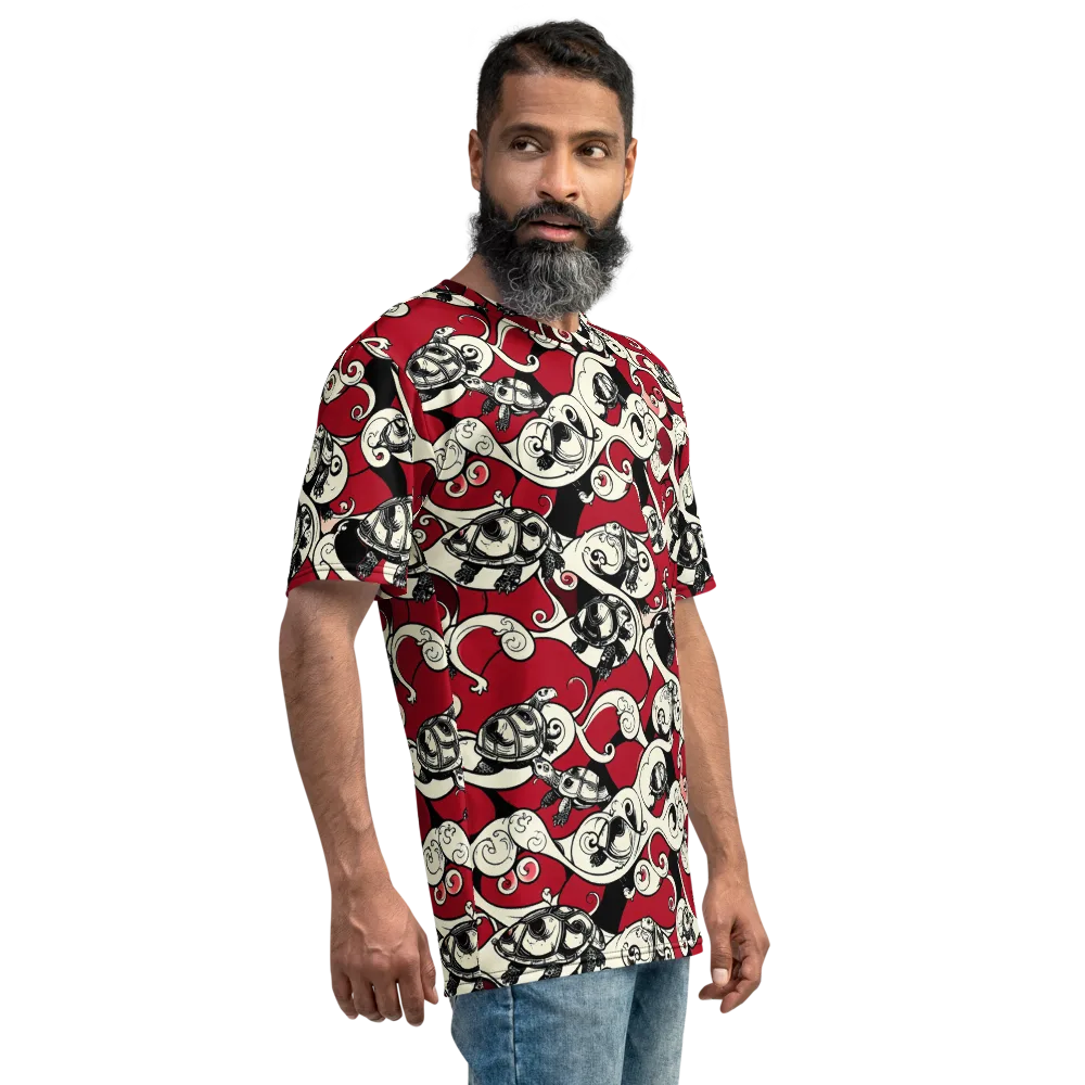 Crimson Tortoise on Men's Crew Neck T-Shirt — Right