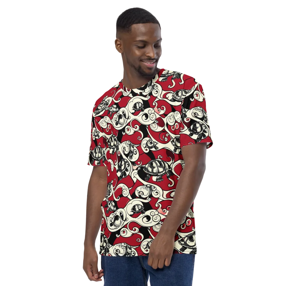 Crimson Tortoise on Men's Crew Neck T-Shirt — Left