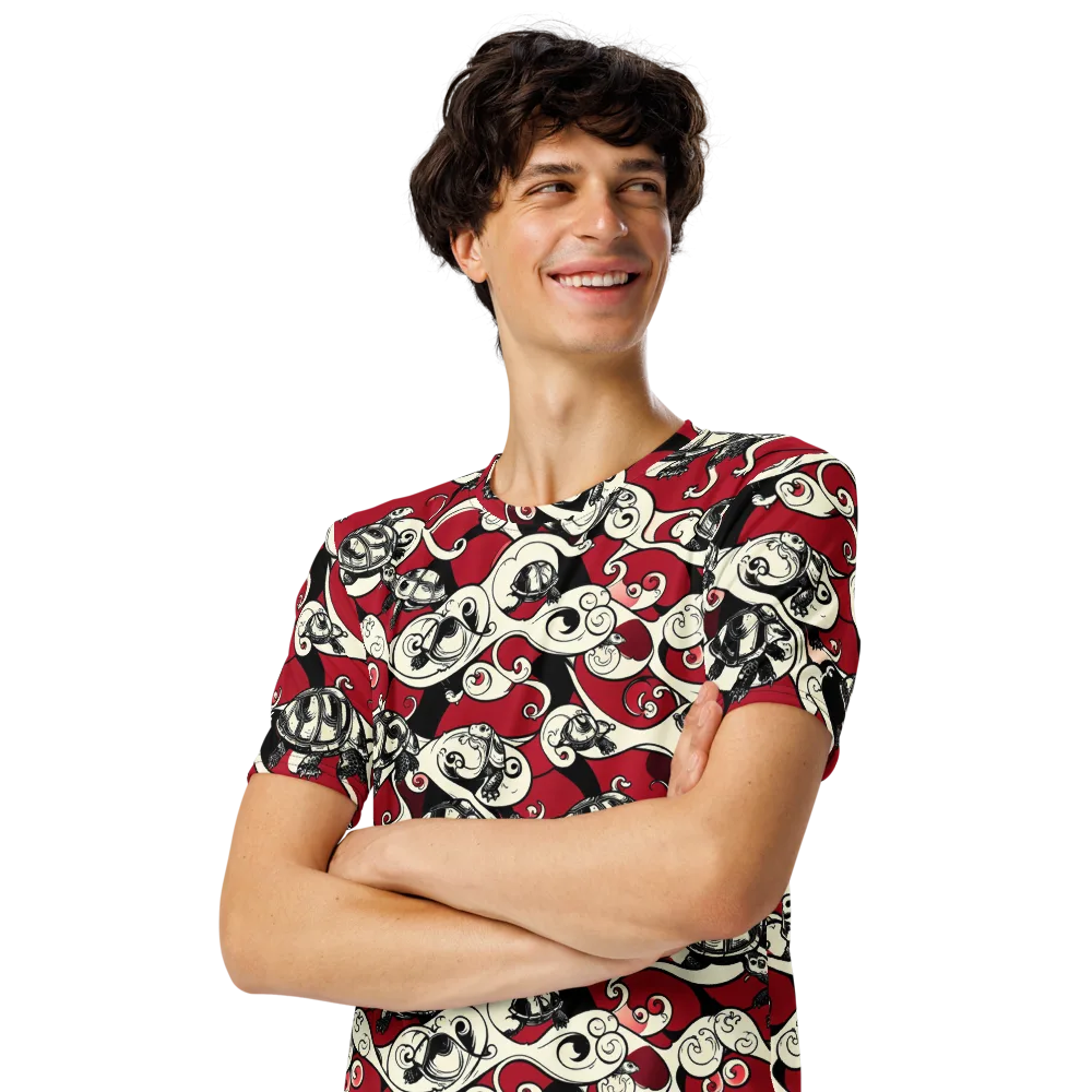 Crimson Tortoise on Men's Crew Neck T-Shirt — Left Front