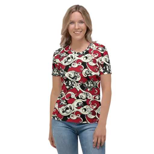 Crimson Tortoise on a Women's Crew Neck T-Shirt