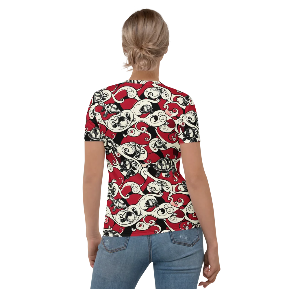Crimson Tortoise on Women's Crew Neck T-Shirt — Back