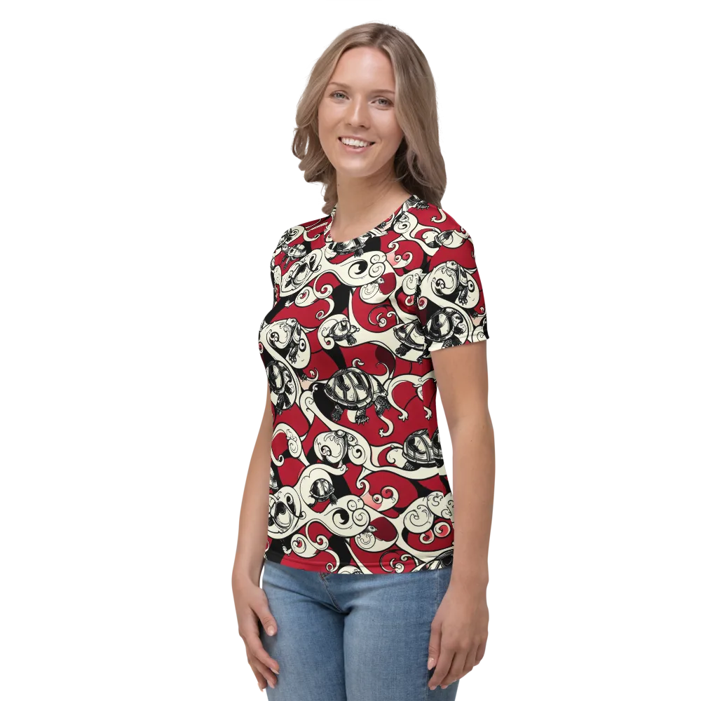Crimson Tortoise on Women's Crew Neck T-Shirt — Left
