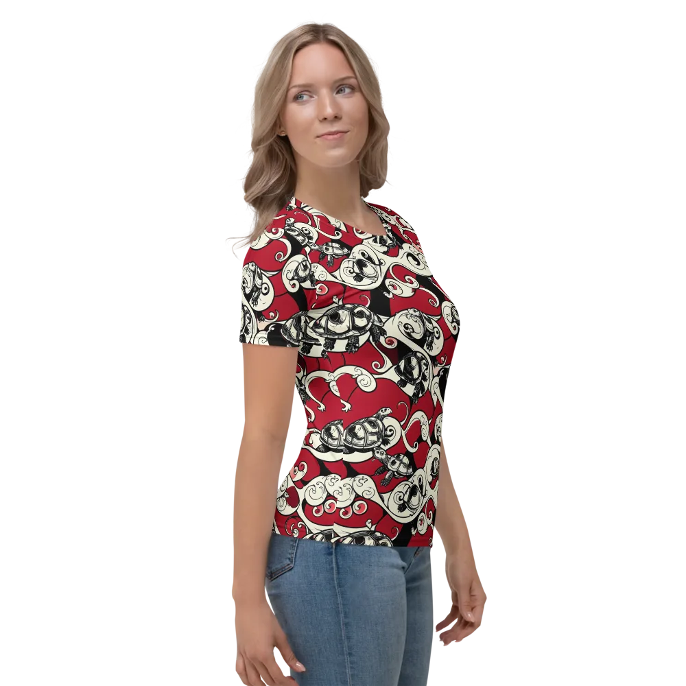 Crimson Tortoise on Women's Crew Neck T-Shirt — Right