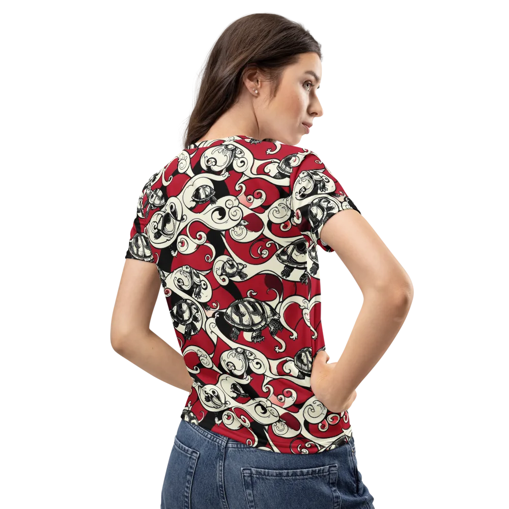 Crimson Tortoise on Women's Crew Neck T-Shirt — Back