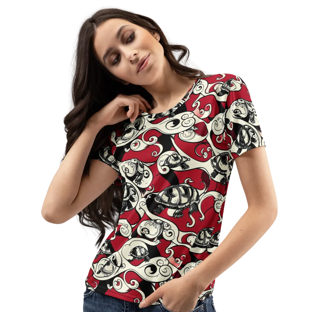 Crimson Tortoise on Women's Crew Neck T-Shirt — Left Front