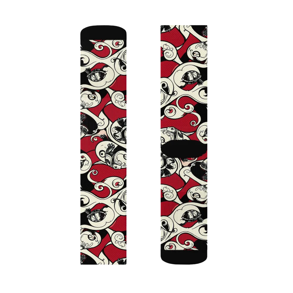 Crimson Tortoise on Socks — Left Sock