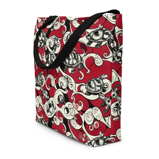 Crimson Tortoise on a Large Tote Bag W/ Pocket