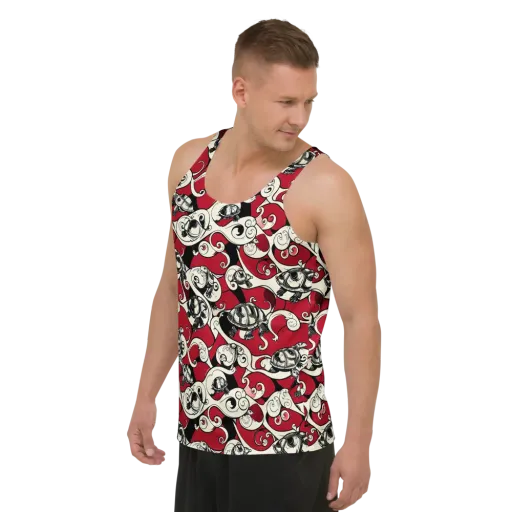 Crimson Tortoise on a Men's Tank Top