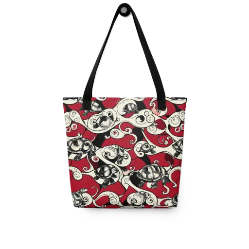 Crimson Tortoise on a Tote Bag