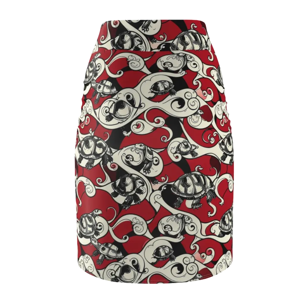 Crimson Tortoise on Pencil Skirt — Back